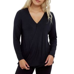 Ingrid & Isabel Cool Black EveryWear Long Sleeve Wrap Top N0420